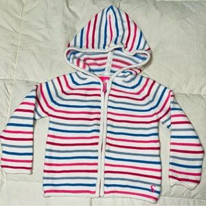Joules Kids striped knit hooded sweater zipper front sz 12 months EUC
